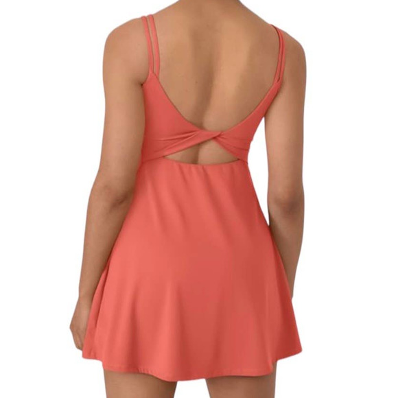HALARA Dresses & Skirts - Halara 2 Piece Twisted Backless Exercise Dress Fresh Salmon Double Straps